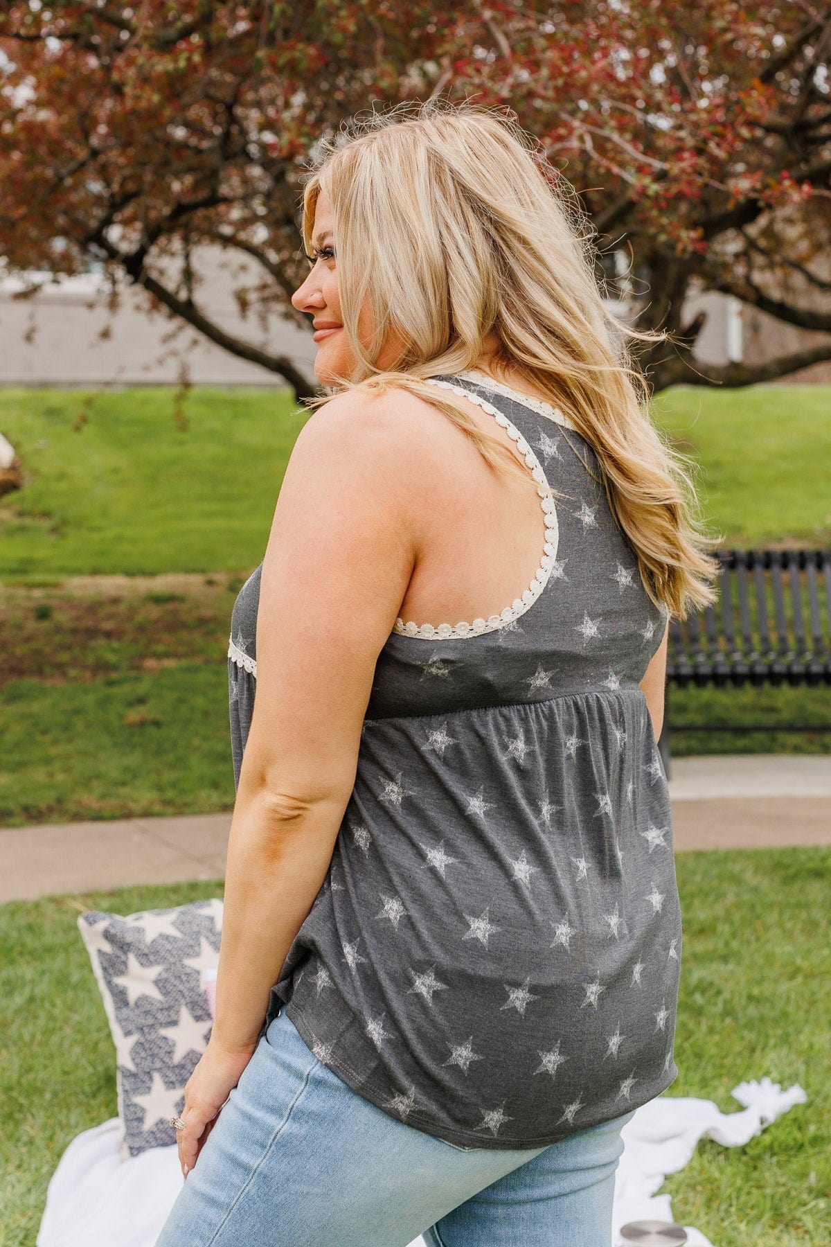 Liberty And Lace Babydoll Tank- Charcoal