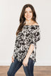 Cherished Memories Floral Blouse- Black & Ivory