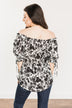 Cherished Memories Floral Blouse- Black & Ivory