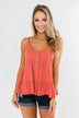 How Wonderful It Is Ruffled Button Tank Top- Deep Coral