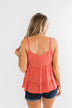 How Wonderful It Is Ruffled Button Tank Top- Deep Coral