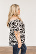 Cherished Memories Floral Blouse- Black & Ivory