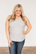 Owns My Heart V-Neck Tank Top- Grey