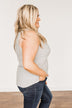 Owns My Heart V-Neck Tank Top- Grey