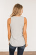 Owns My Heart V-Neck Tank Top- Grey