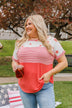 Ringing Freedom Color Block Top- Hot Coral