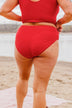 Bask In The Sun Mid-Rise Swim Bottoms- Red