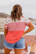 Ringing Freedom Color Block Top- Hot Coral