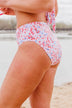 Bask In The Sun Mid-Rise Swim Bottoms- Red & Blue Floral