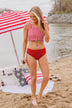 Front Knot Swimsuit Tankini- Red & White Stripe