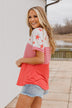 Ringing Freedom Color Block Top- Hot Coral