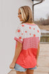 Ringing Freedom Color Block Top- Hot Coral