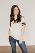 Keep It Simple Varsity Stripe Top- Heather Grey & Black