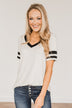 Keep It Simple Varsity Stripe Top- Heather Grey & Black