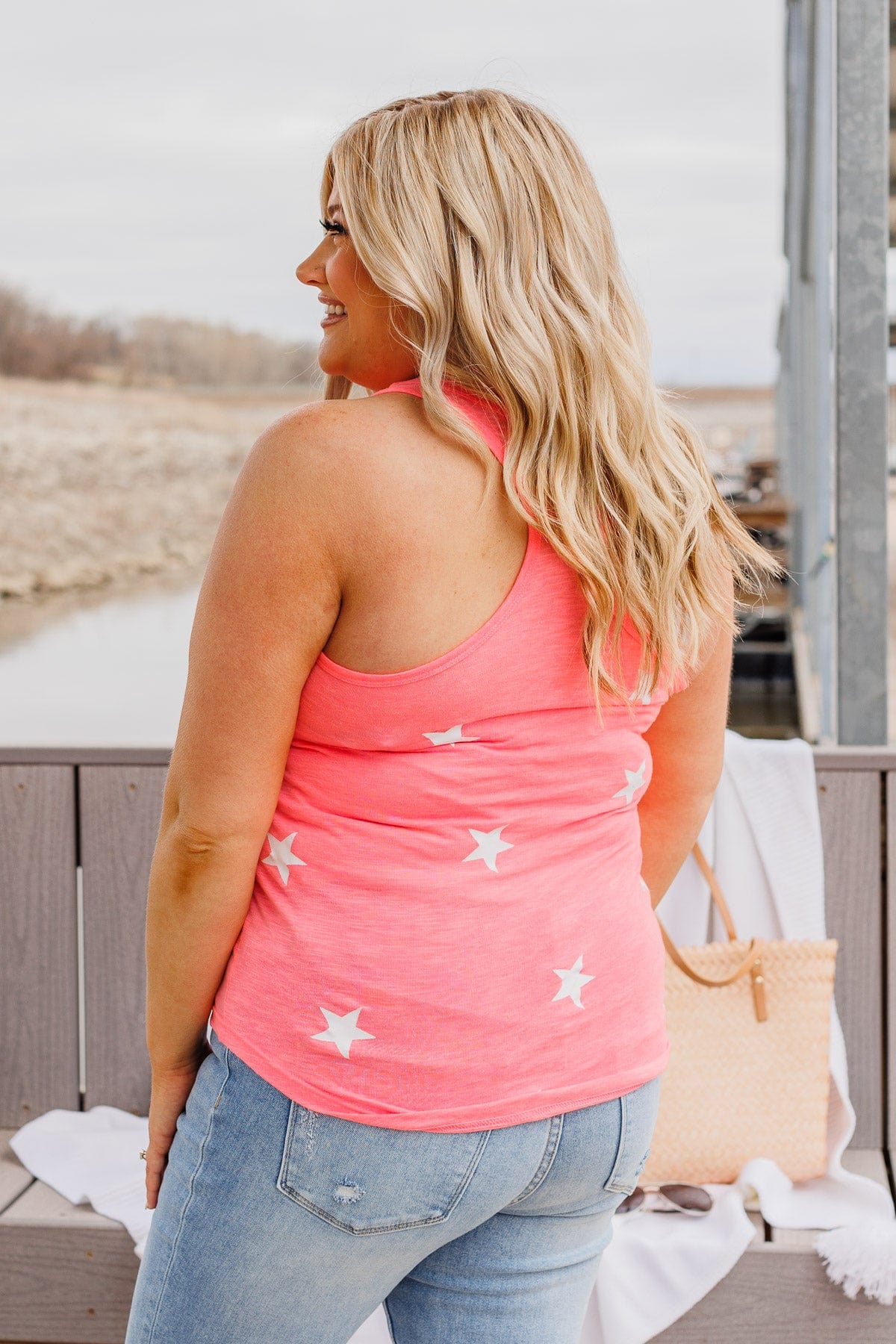 American Spirit Racerback Tank Top- Neon Pink