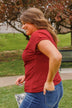 Free To Shine V-Neck Pocket Top- Red
