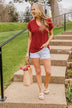 Free To Shine V-Neck Pocket Top- Red