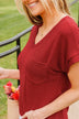 Free To Shine V-Neck Pocket Top- Red