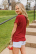 Free To Shine V-Neck Pocket Top- Red