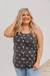 Young And Free Button Tank- Charcoal