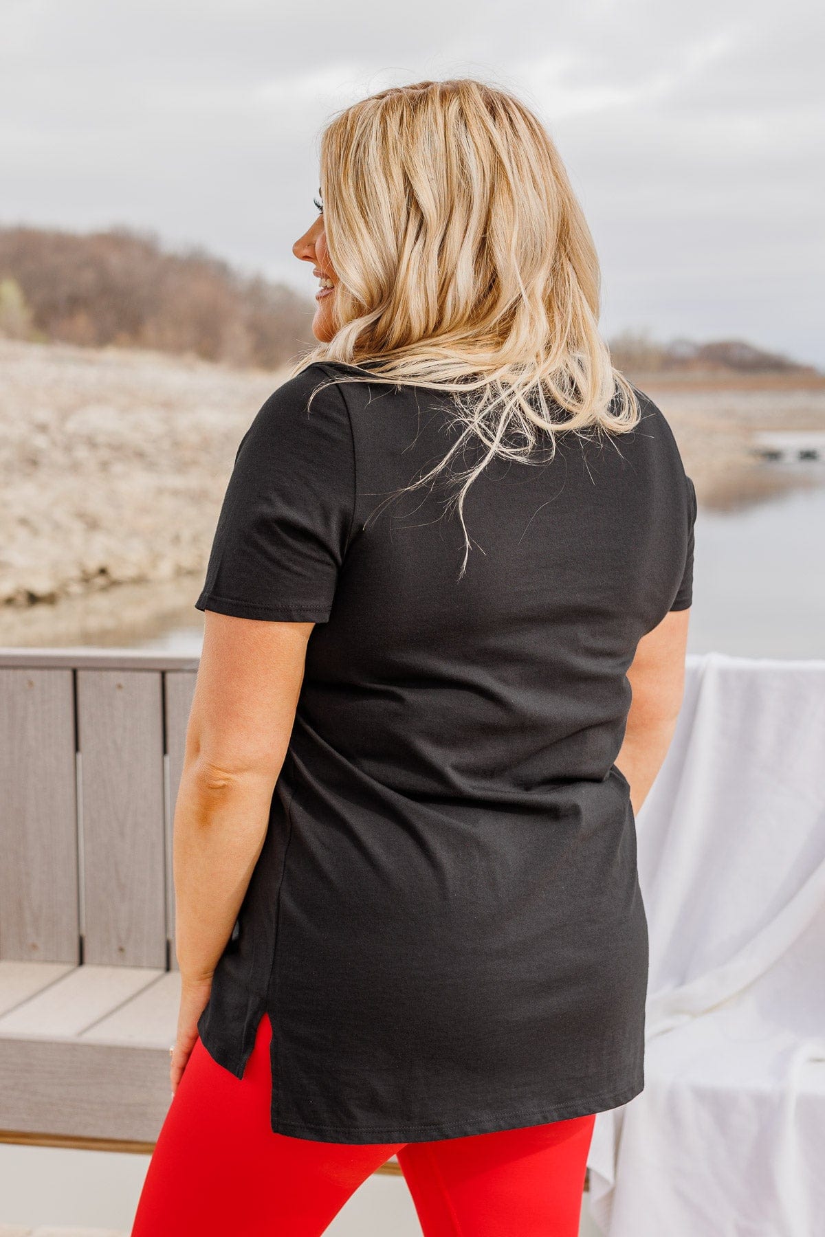 Hooray For The U.S.A. Graphic Top- Black