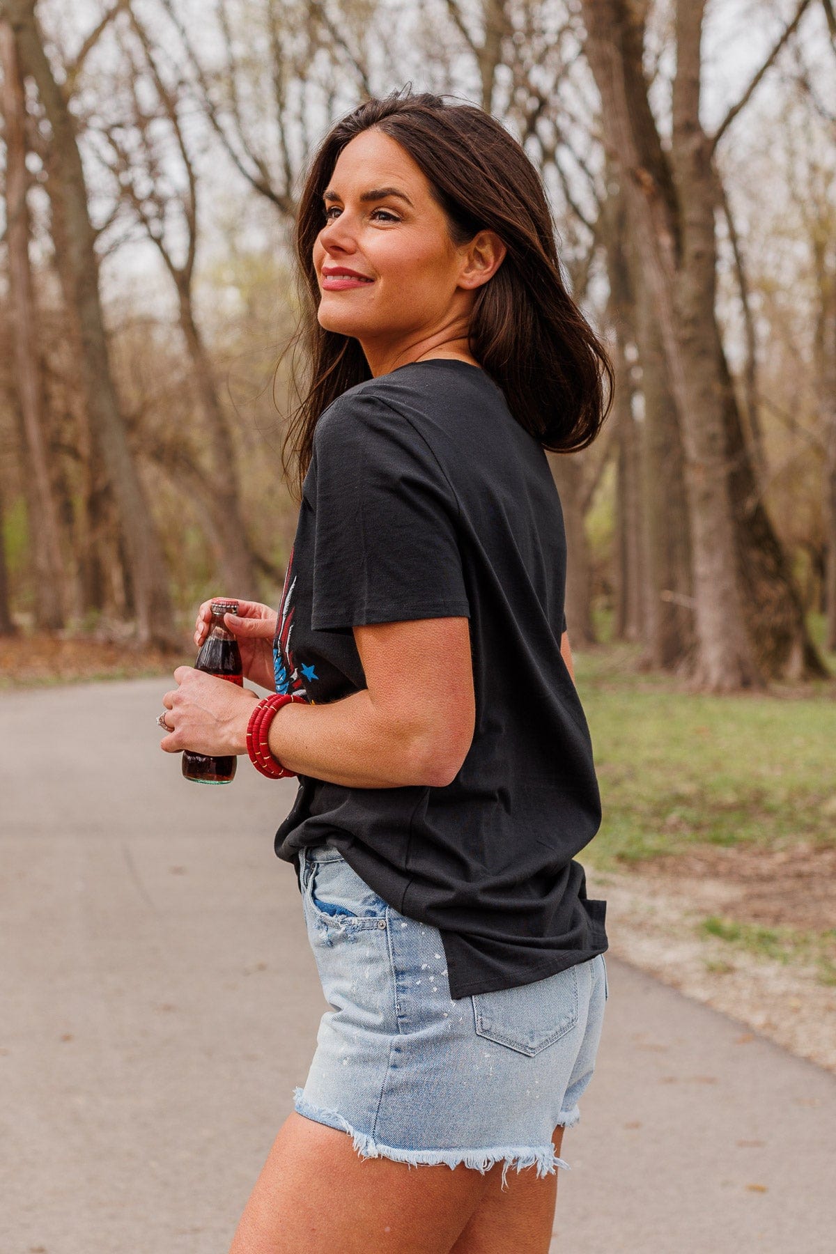 Hooray For The U.S.A. Graphic Top- Black