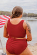 Summertime Shine Ribbed Knit Swim Top- Red