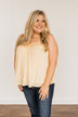 Golden Days Floral Lace Tank- Soft Yellow