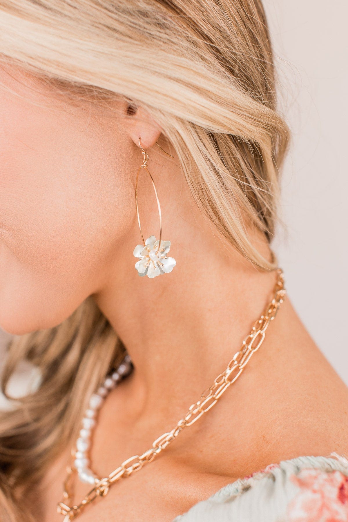 Tale As Old As Time Hoop Earrings- Mint & Gold
