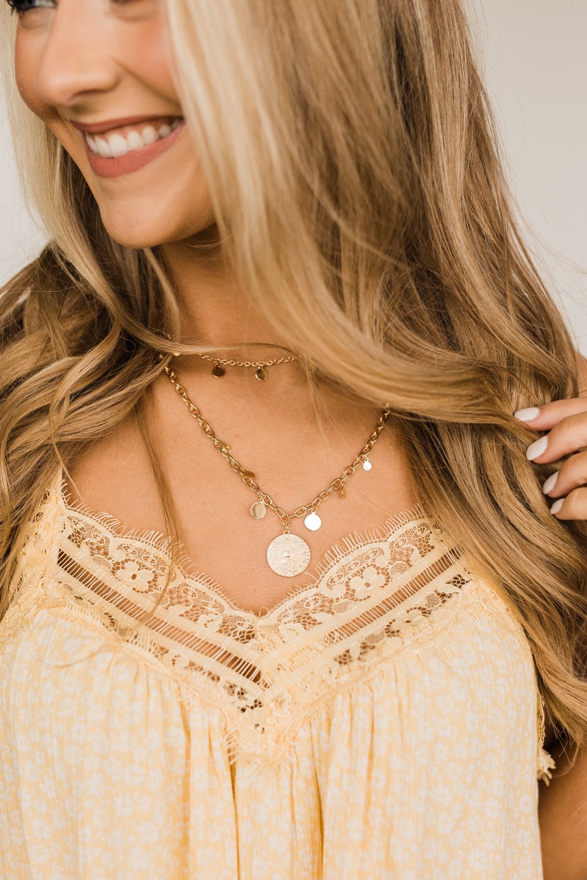 Something Sweet 2 Tier Circle Pendant Necklace- Gold