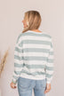 Cute As A Peach Striped Top- Dusty Blue
