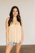 Golden Days Floral Lace Tank- Soft Yellow