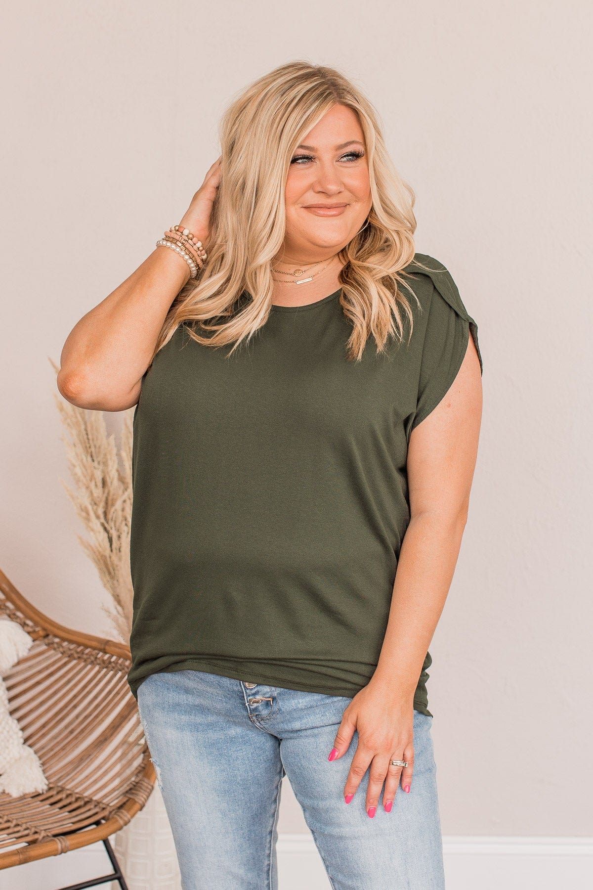 Shake Things Up Sleeveless Top- Dark Olive