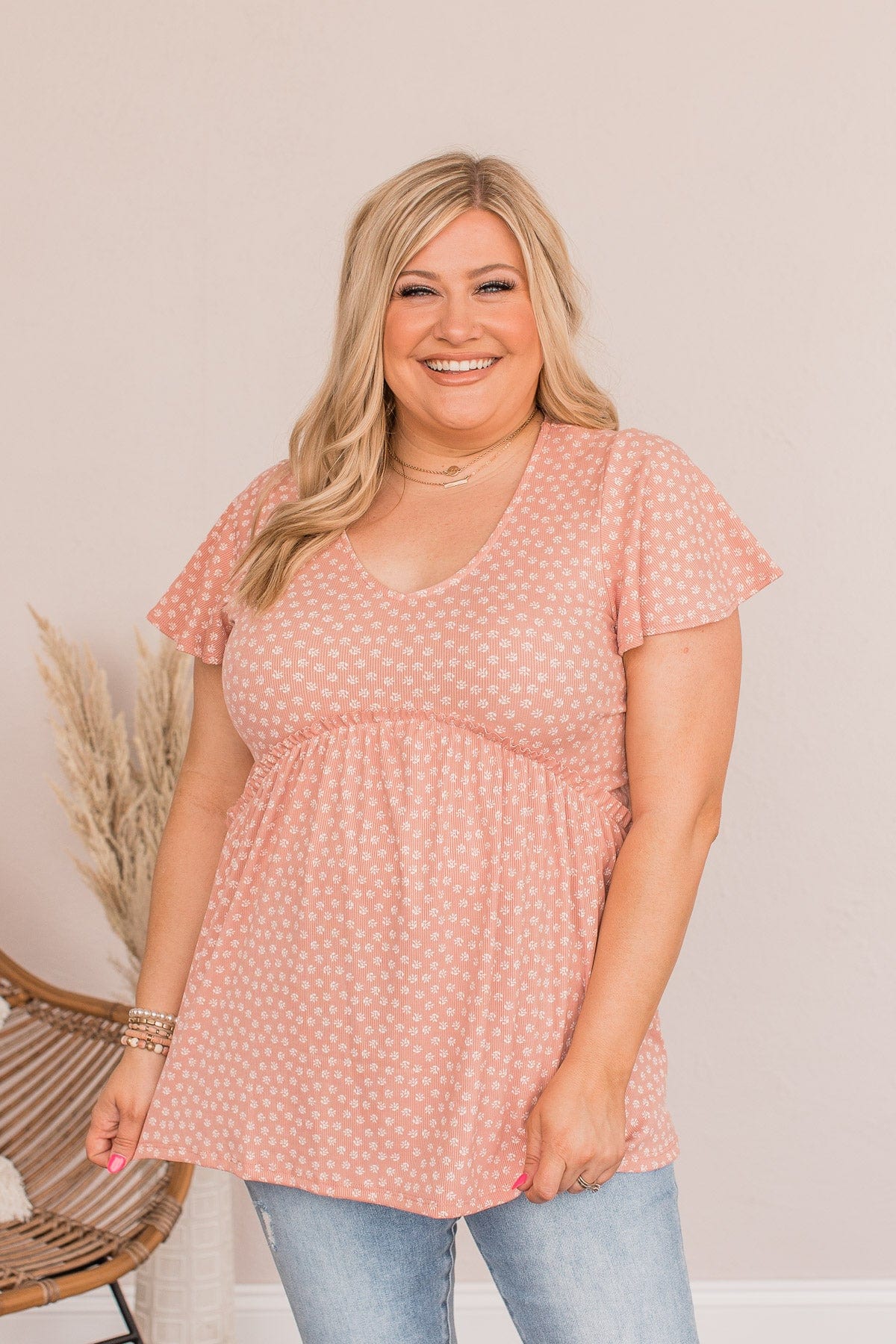 Always Find The Good Babydoll Top- Dusty Pink