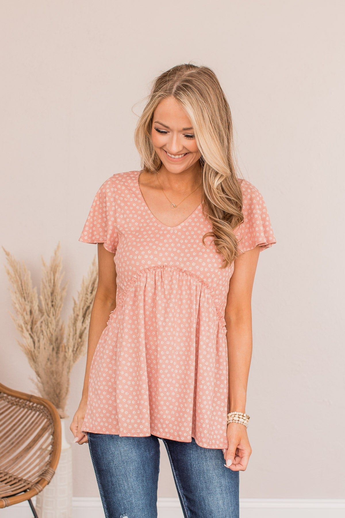 Always Find The Good Babydoll Top- Dusty Pink