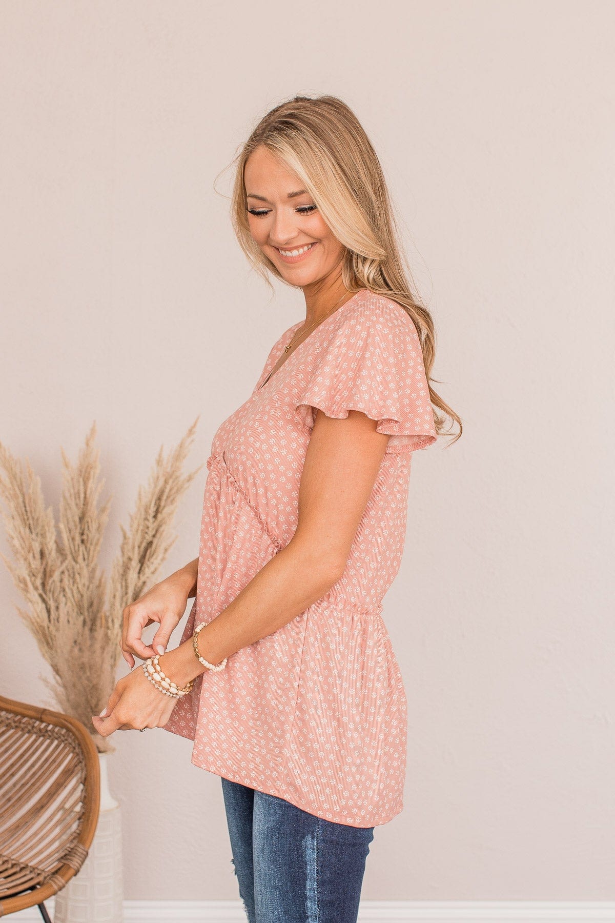 Always Find The Good Babydoll Top- Dusty Pink