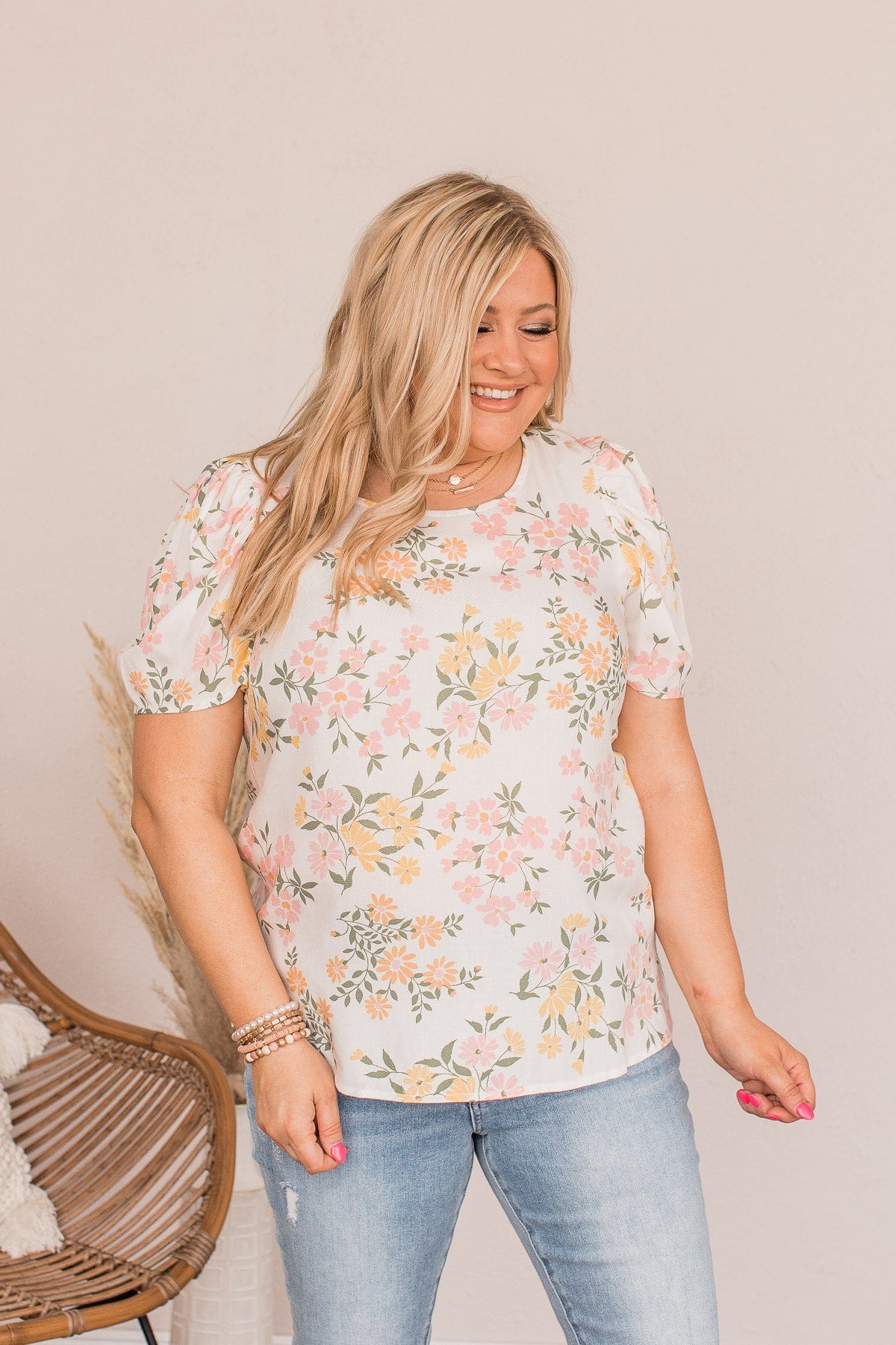Beauty In Bloom Floral Blouse- Ivory