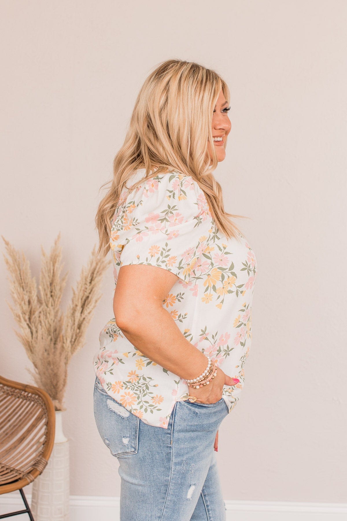 Beauty In Bloom Floral Blouse- Ivory