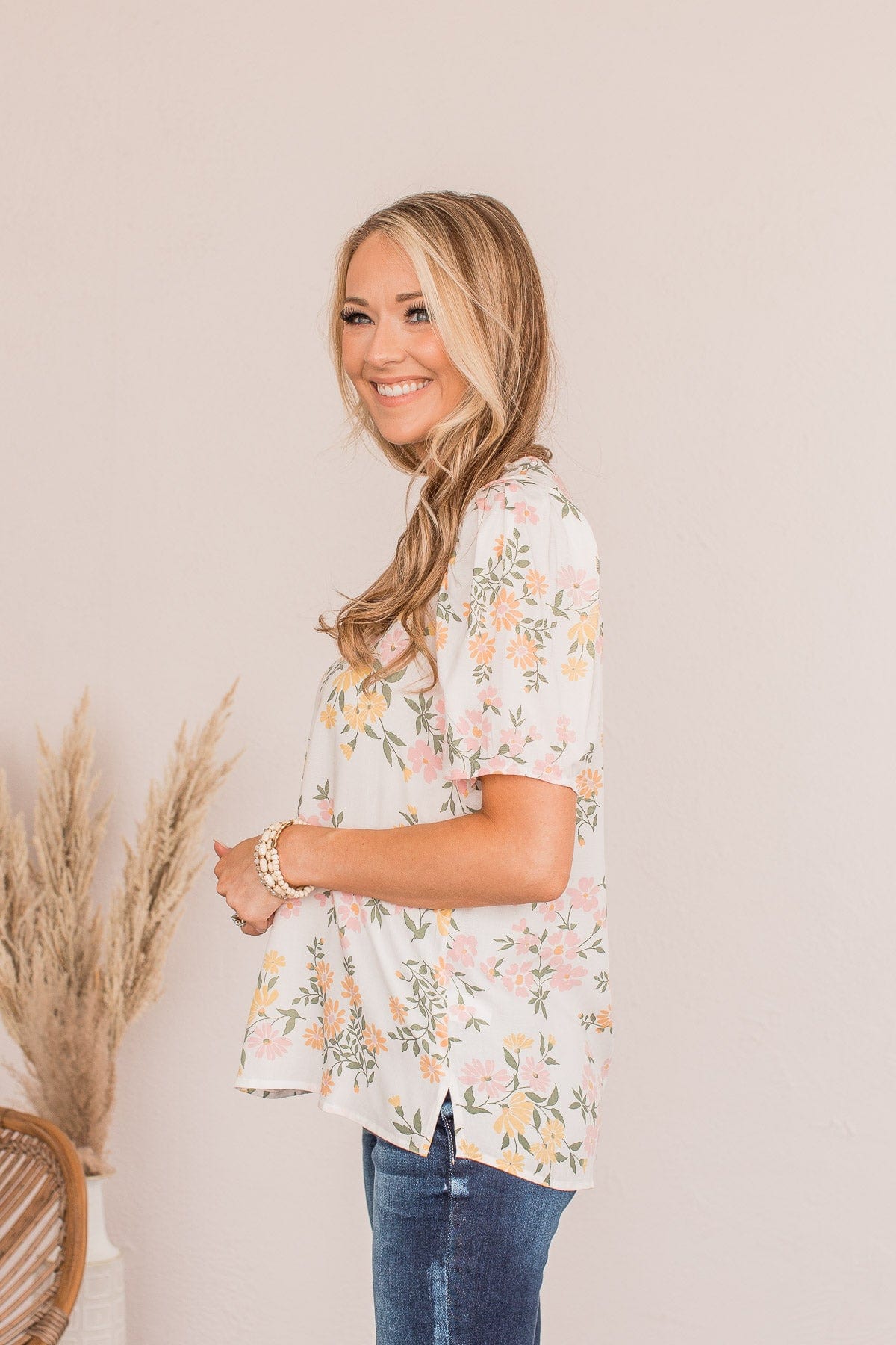 Beauty In Bloom Floral Blouse- Ivory