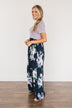 Lasting Memories Floral Maxi Dress- Navy & Lavender