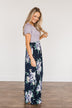 Lasting Memories Floral Maxi Dress- Navy & Lavender