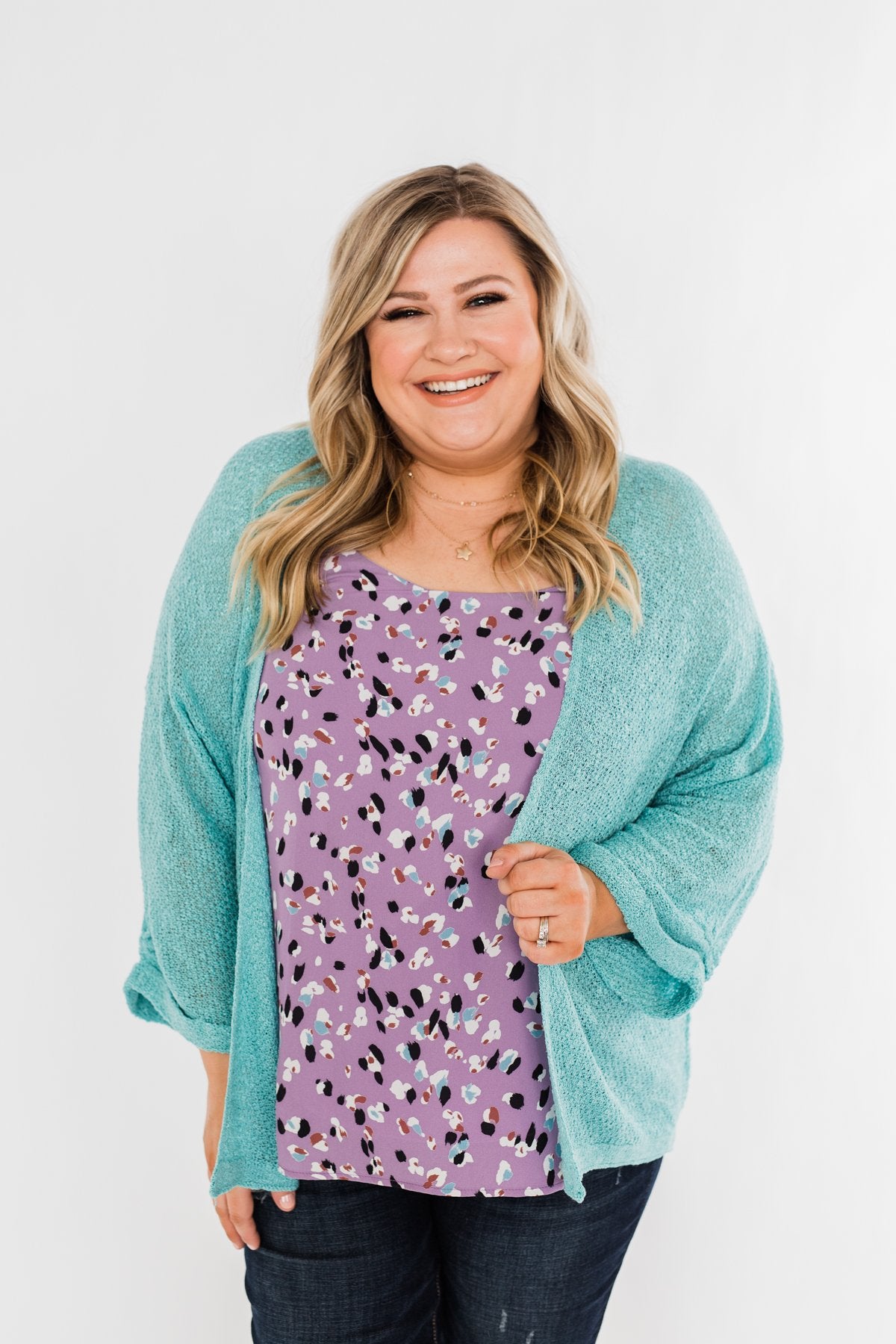 Waiting On A Miracle Knitted Cardigan- Deep Aqua Blue