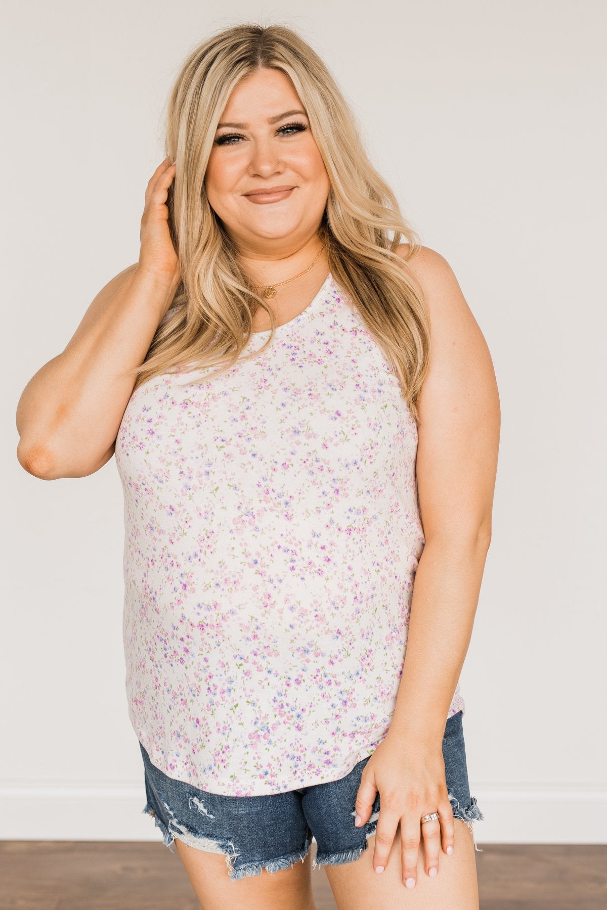 Darling Days Floral Tank- Ivory