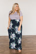 Lasting Memories Floral Maxi Dress- Navy & Lavender
