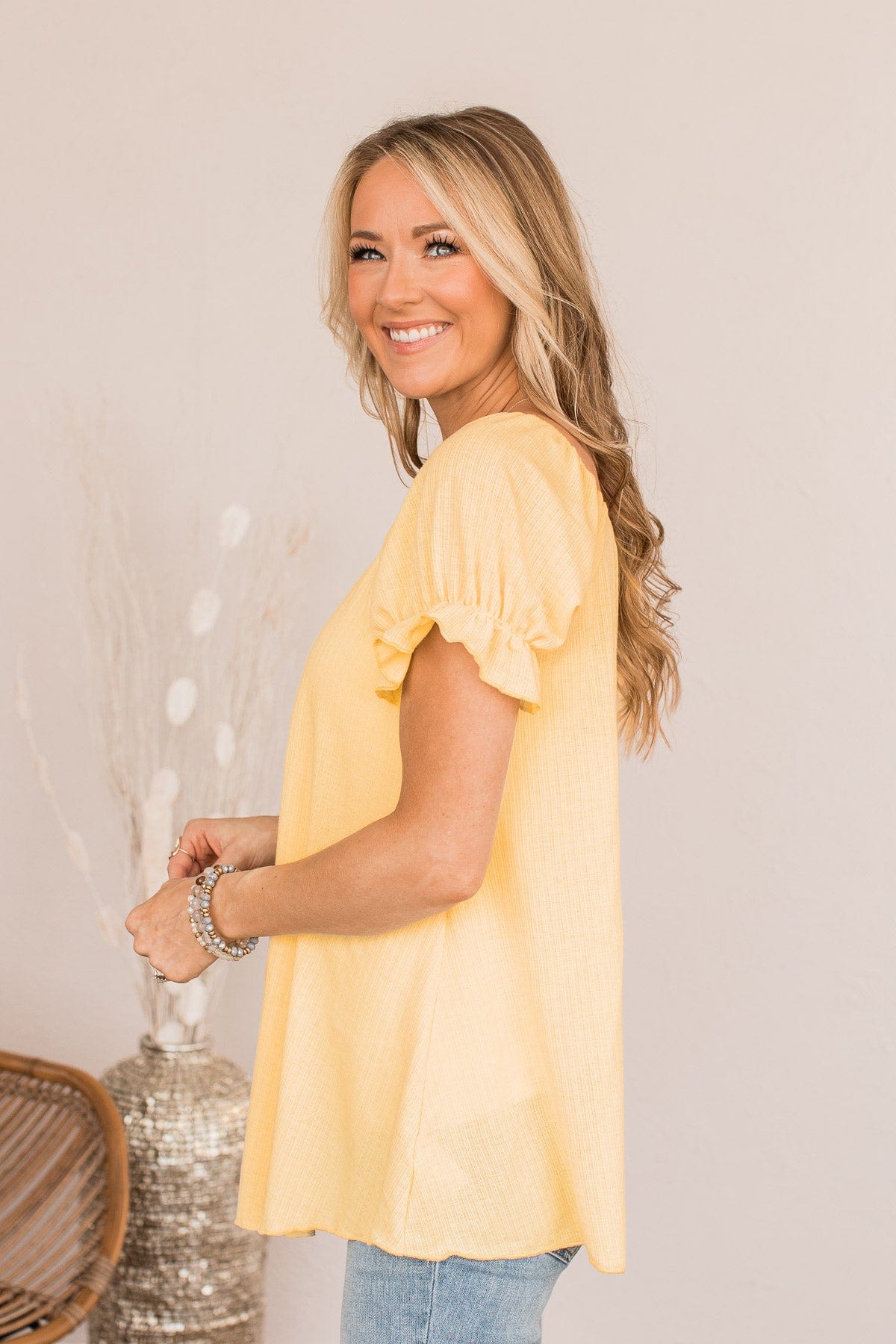 Vibrant Rays Short Sleeve Top- Yellow