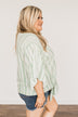 Born To Lead Front Tie Blouse- Sage & Ivory