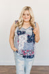 A Moment To Treasure Floral Tank Top- Navy & Ivory