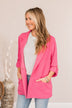 CEO Of My Life Linen Blazer- Hot Pink