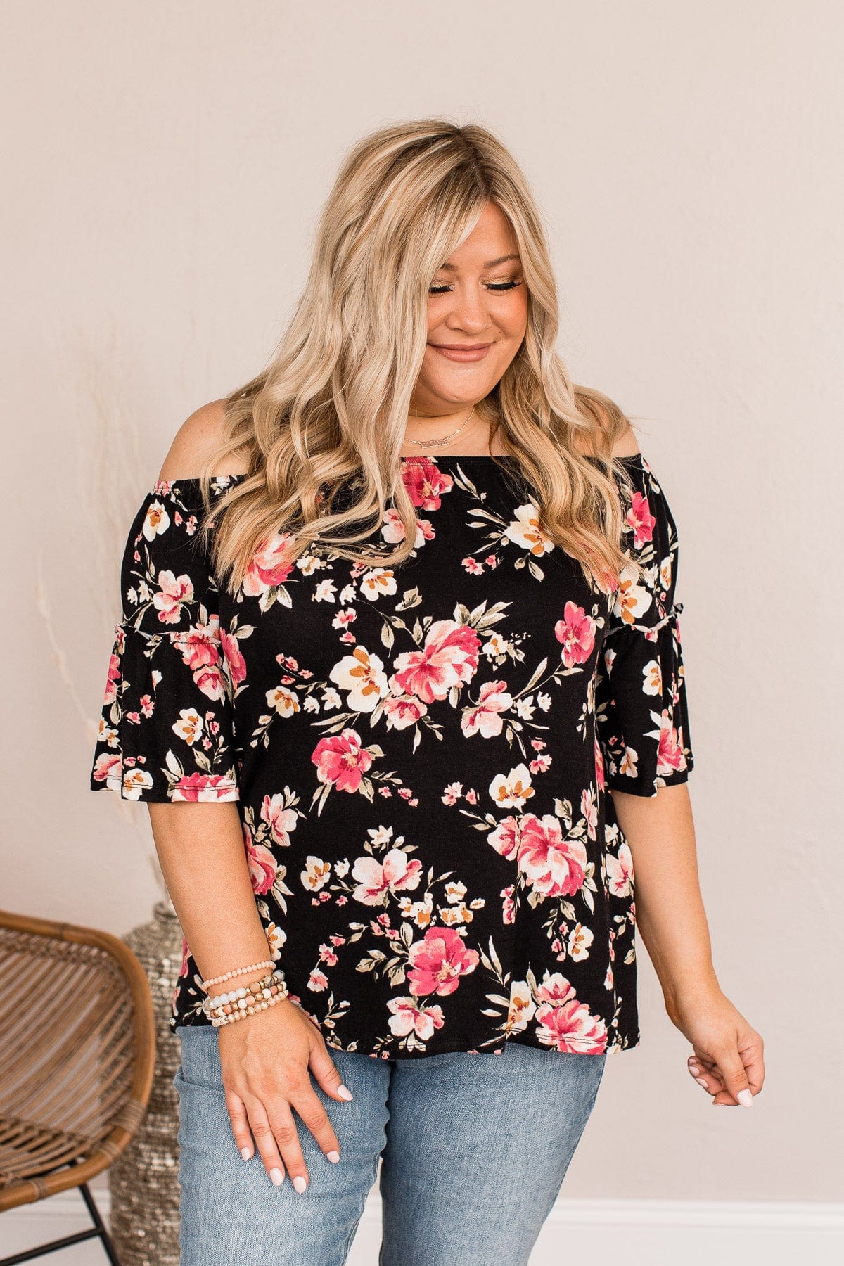 Those Who Wander Floral Top- Black