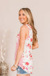 Love To Spare Striped Floral Tank- Pink & Ivory